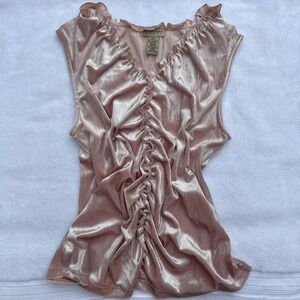 beautiful pink velvet fitted ruched blouse tank top